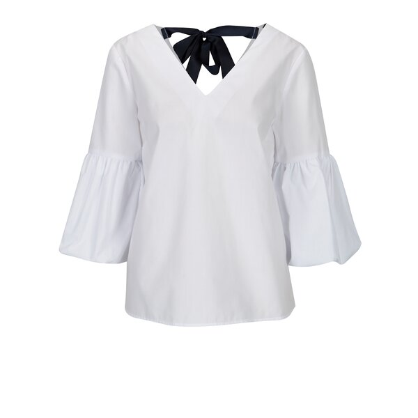Bluza alba cu maneci gogosar si funda Dorothy Perkins