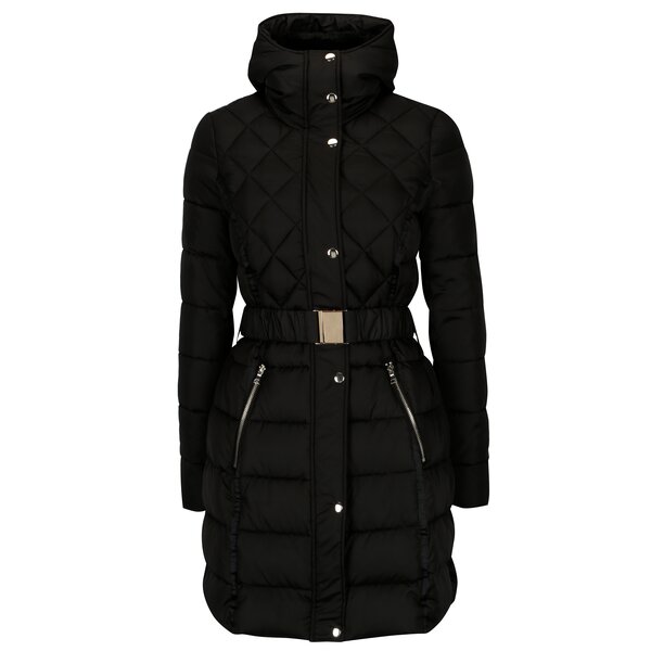 Geaca neagra matlasata cu centura Dorothy Perkins