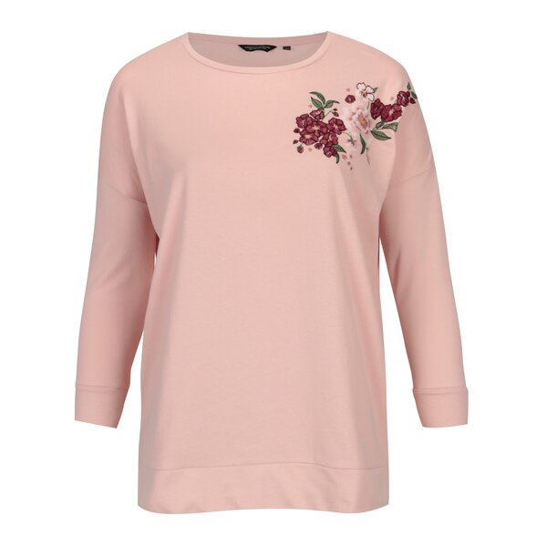 Bluza roz cu umeri cazuti si broderie florala - Dorothy Perkins Curve