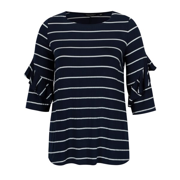 Bluza bleumarin cu dungi si volane la maneci -Dorothy Perkins Curve