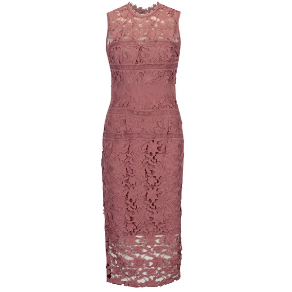 Rochie roz tubulara din broderie sparta Littel Mistress