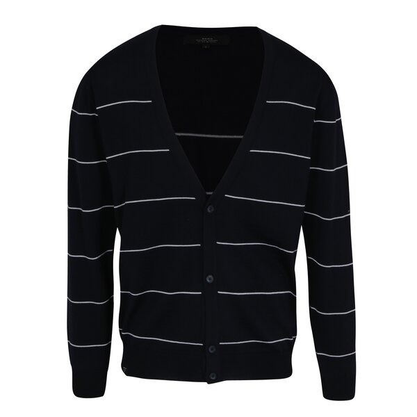 Cardigan bleumarin cu dungi din lana merino - Makia Daymark
