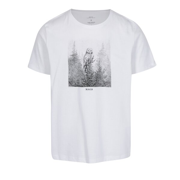 Tricou alb cu print bufnita - Makia Ugle