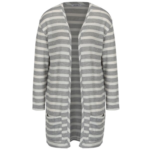 Cardigan lung gir & alb cu model in dungi - Hailys Lisa