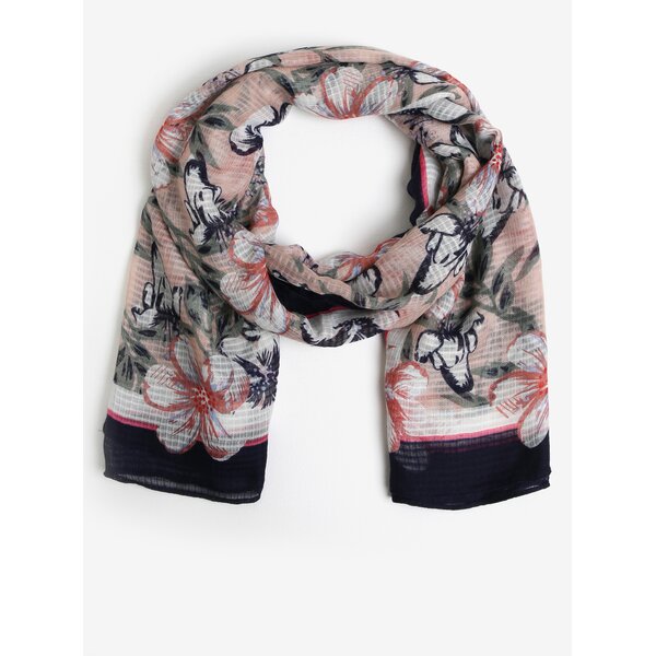 Esarfa roz & bleumarin si print floral - Pieces Marcia