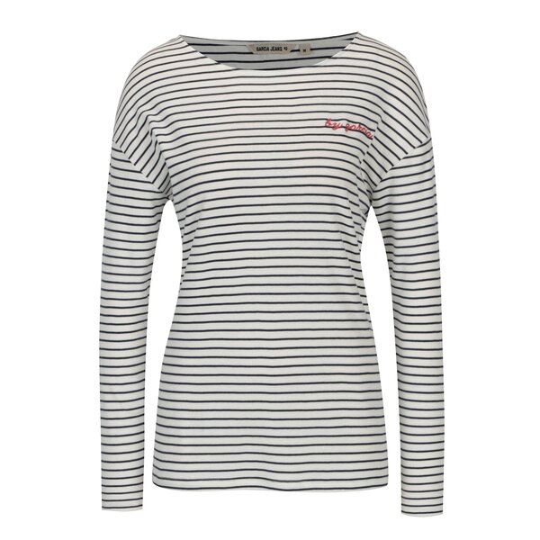 Bluza cu dungi alb & bleumarin si umeri cazuti pentru femei - Garcia Jeans