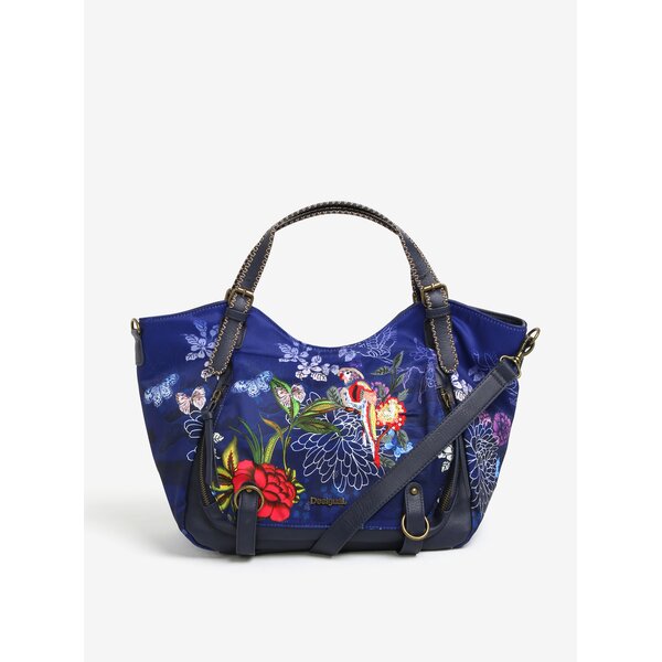 Geanta albastra crossbody cu model floral Desigual Rotterdam