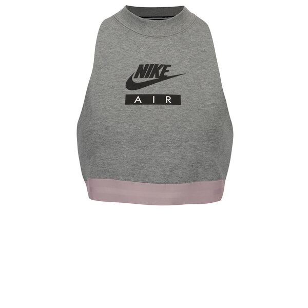 Crop top sport gri cu decupaj la spate pentru femei Nike