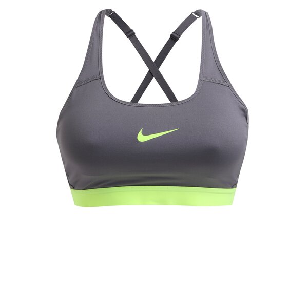 Bustier gri sport cu bretele incrucisate pentru femei Nike Classic Strappy Bra