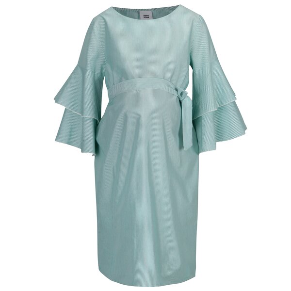 Rochie alb & verde cu model in dungi pentru femei insarcinate - Mama.licious Nelia