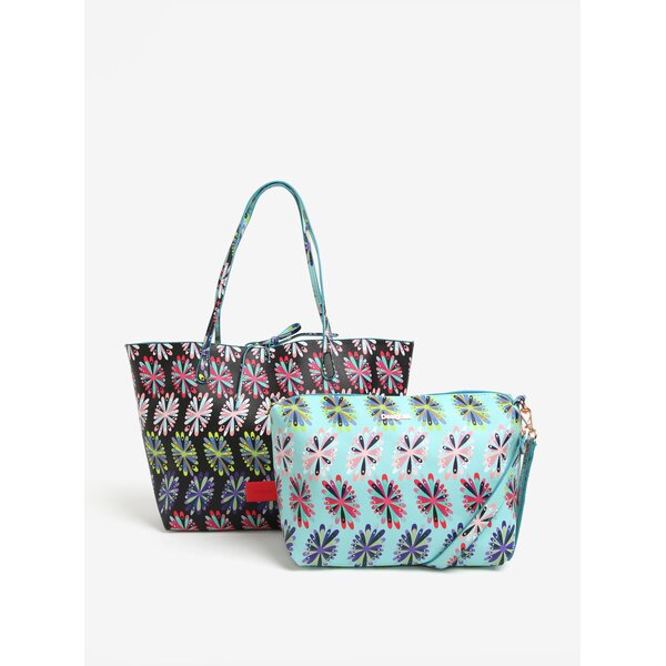 Geanta shopper cu geanta crossbody reversibila cu print floral Desigual Capri