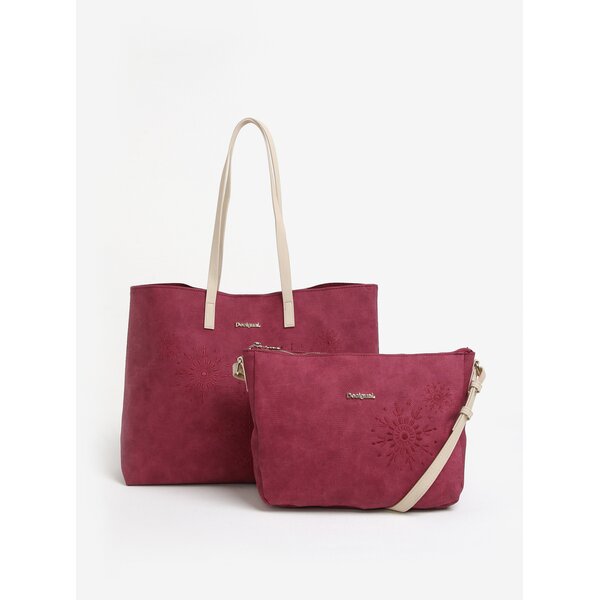 Geanta shopper cu geanta crossbody roz inchis Desigual Caliope
