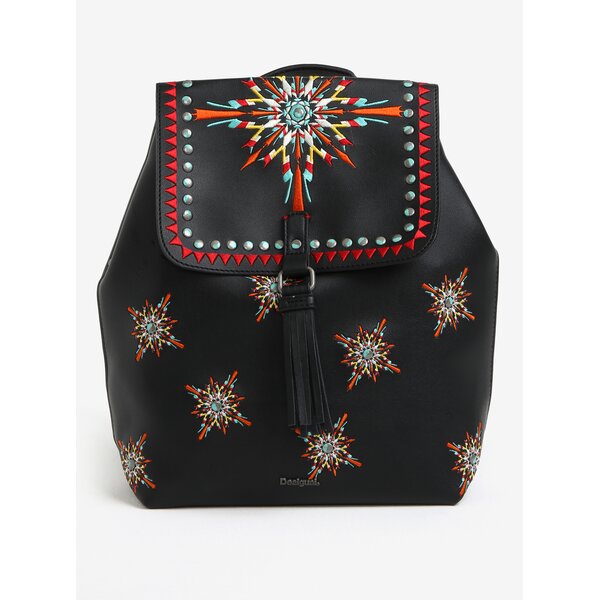 Rucsac negru cu broderie florala Desigual Sandy