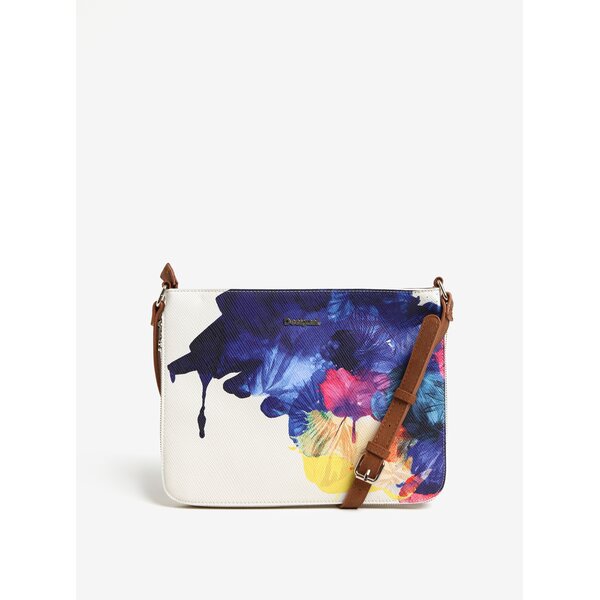 Geanta crossbody crem cu print floral Desigual Corel Molina