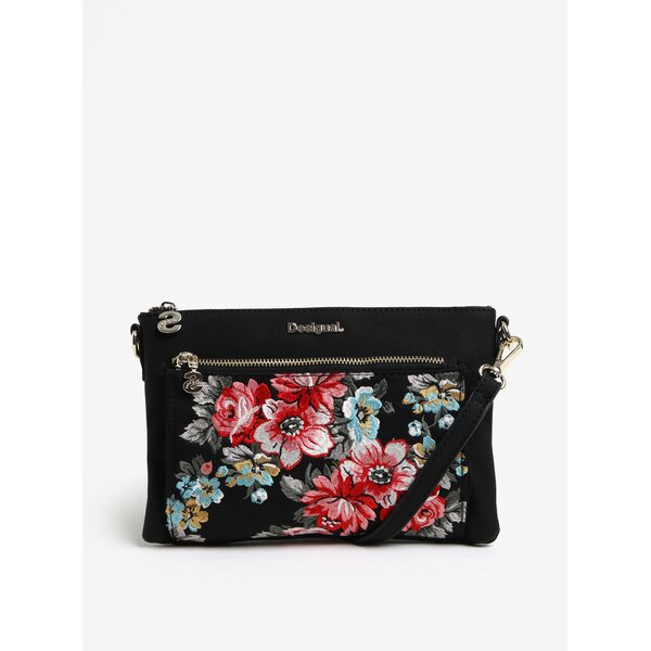 Geanta neagra crossbody cu broderie florala Desigual Terranova
