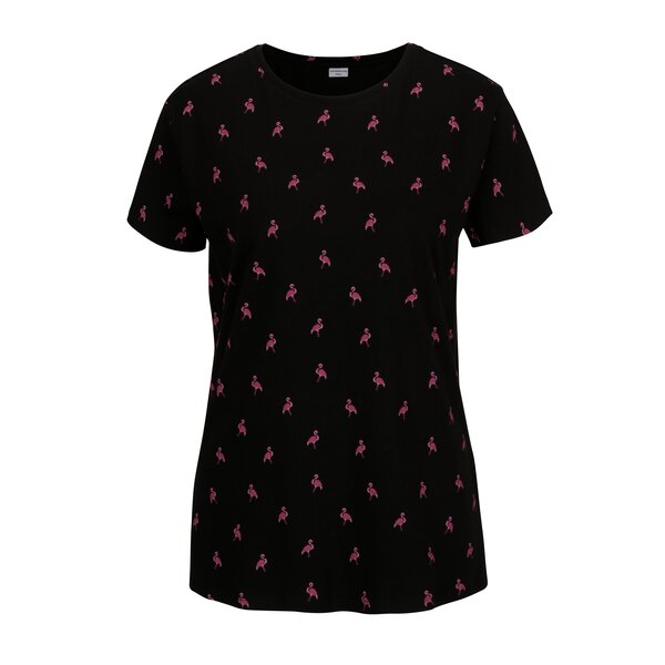 Tricou negru cu print flamingo - Jacqueline de Yong Perfect