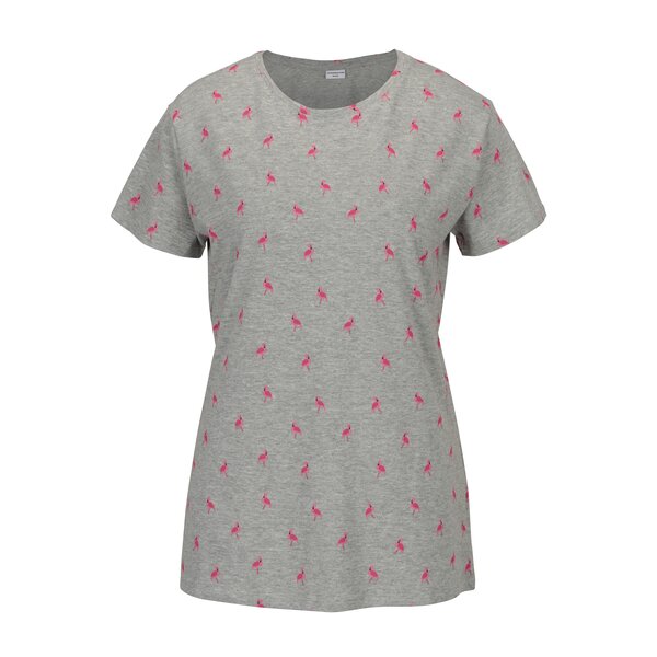 Tricou gri deschis cu print flamingo - Jacqueline de Yong Perfect