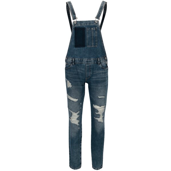 Salopeta albastra din denim cu aspect deteriorat - ONLY Kim