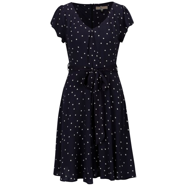 Rochie bleumarin cu buline si cordon in talie - Billie & Blossom Petite