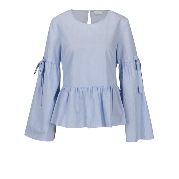 Bluza albastra peplum cu dungi si maneci clopot Vila Vidi