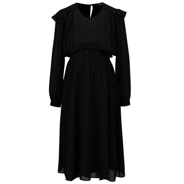 Rochie neagra cu buline si volane pentru femei insarcinate - Dorothy Perkins Maternity