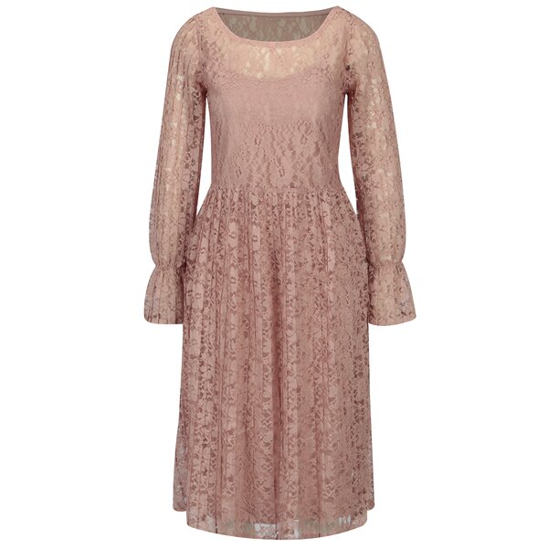 Rochie roz prafuit din dantela 2 in 1 VILA Jaclyn