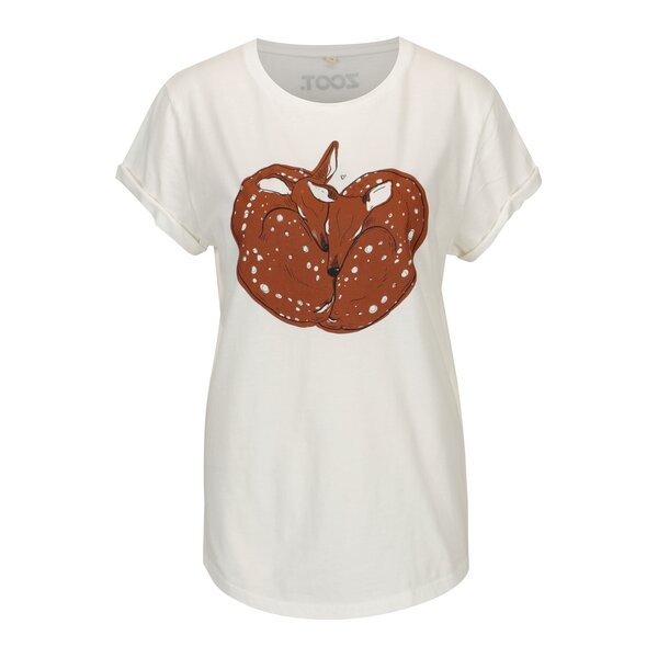Tricou alb prafuit cu print pentru femei - ZOOT Original Deer love