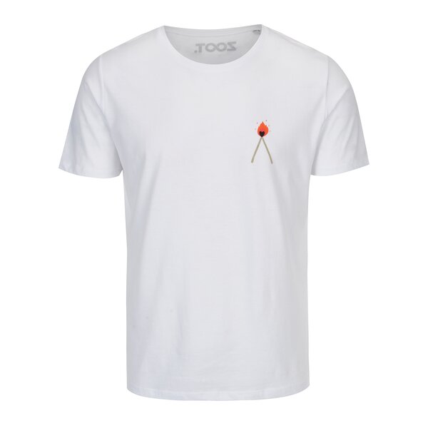 Tricou alb unisex cu print - ZOOT Original Love Flames