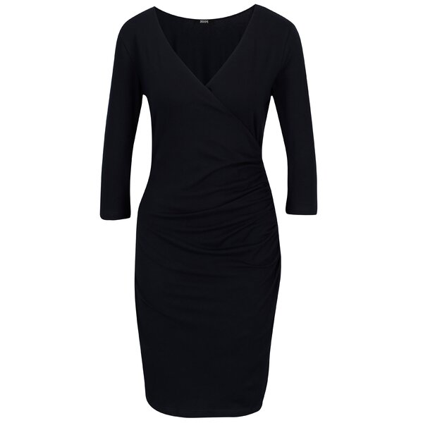 Rochie bleumarin cu decolteu suprapus - ZOOT