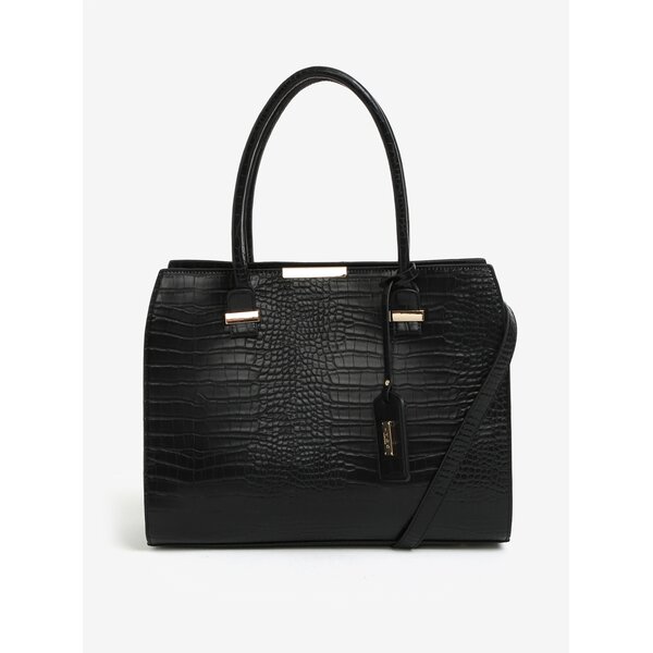 Geanta neagra de mana cu aspect de piele de crocodil - LYDC