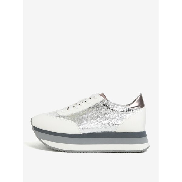 Pantofi sport argintii cu platforma Tamaris