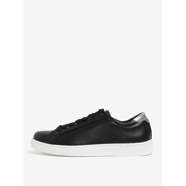 Pantofi sport negri din piele naturala cu talpa alba Tamaris