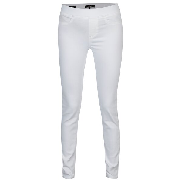 Jeggings slim fit albi cu buzunare - Yest
