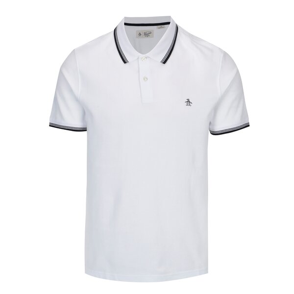 Tricou polo alb cu dungi contrastante negre - Original Penguin