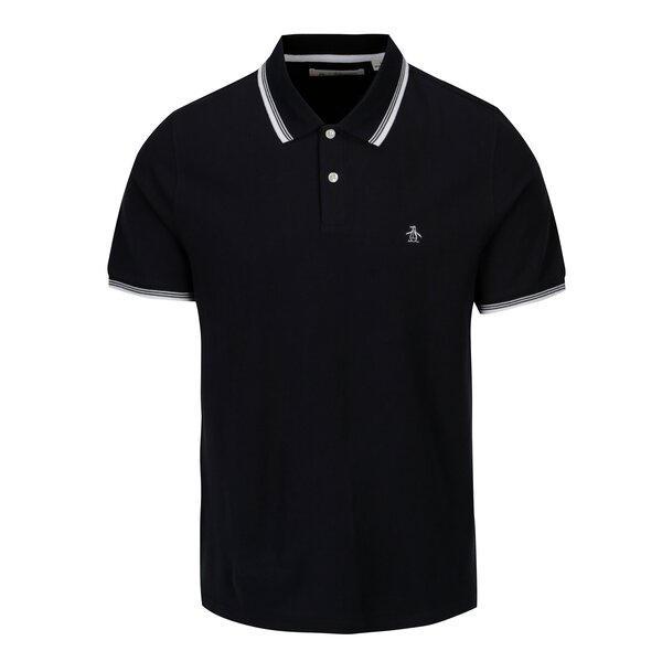 Tricou polo bleumarin cu dungi contrastante albe - Original Penguin