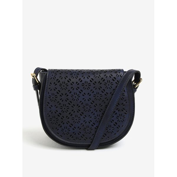 Geanta crossbody bleumarin cu model perforat pe clapa - Bessie London