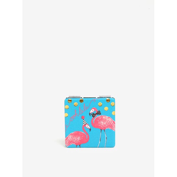 Oglinda turcoaz compacta cu print flamingo - Disaster Candy Pop