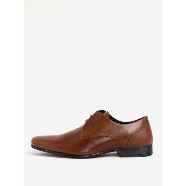 Pantofi maro cu sireturi din piele pentru barbati Burton Menswear London