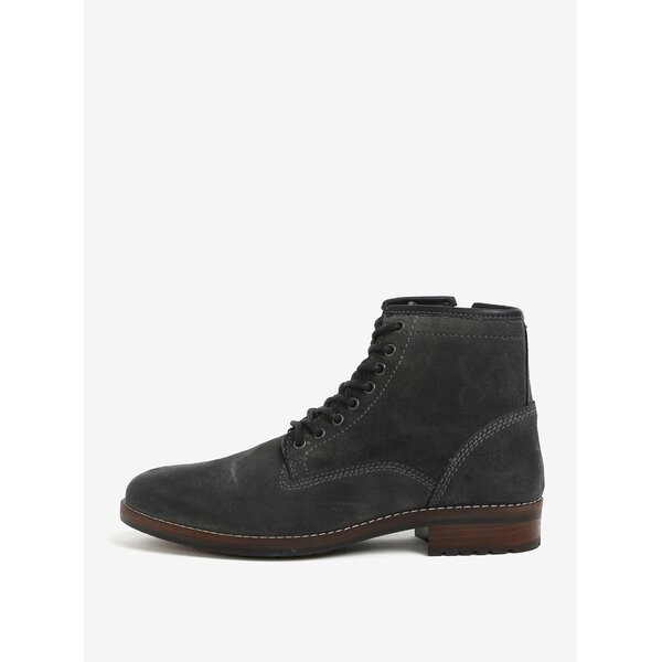 Ghete gri din piele intoarsa cu siret si fermoar Burton Menswear London