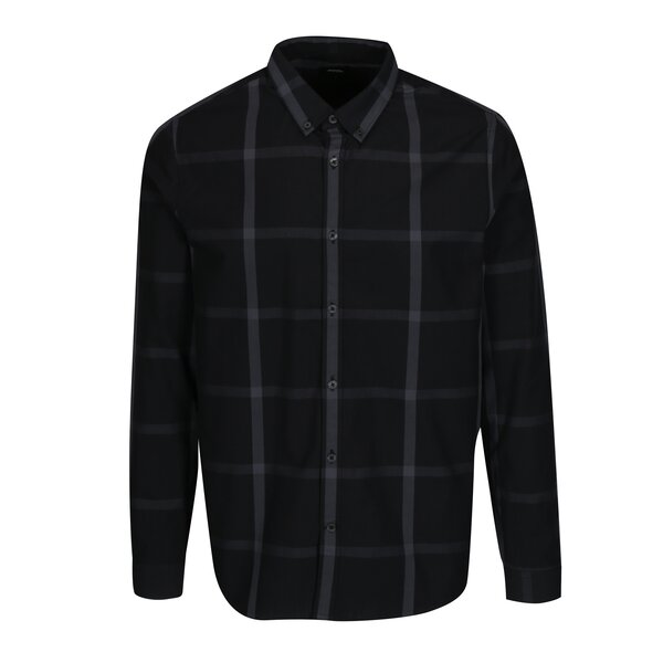 Camasa neagra in carouri Burton Menswear London