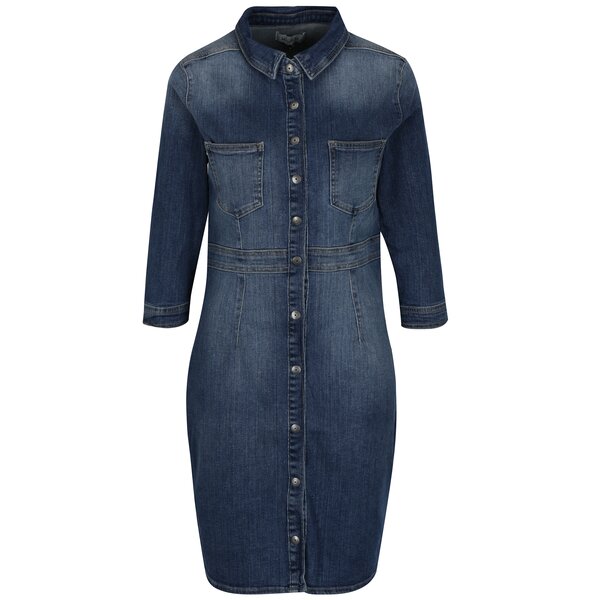 Rochie albastra din denim cu maneci 3/4 Blendshe Panel