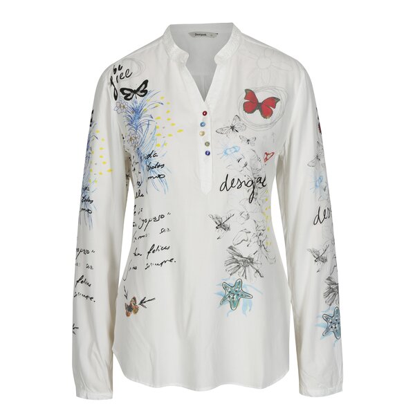 Bluza crem cu print - Desigual Elsa
