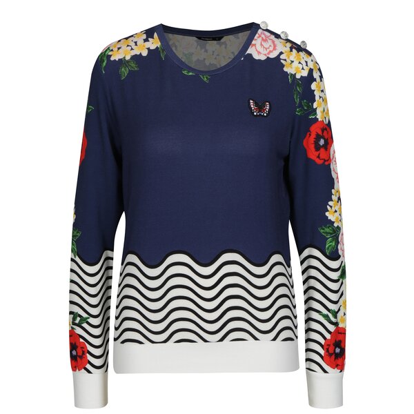 Bluza albastra cu broderie - Desigual All By Myself