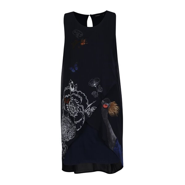 Rochie albastra cu print fara maneci - Desigual Natan