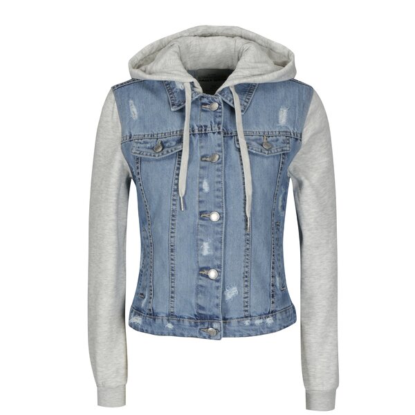 Jacheta albastra din denim cu maneci tip bluza - TALLY WEiJL