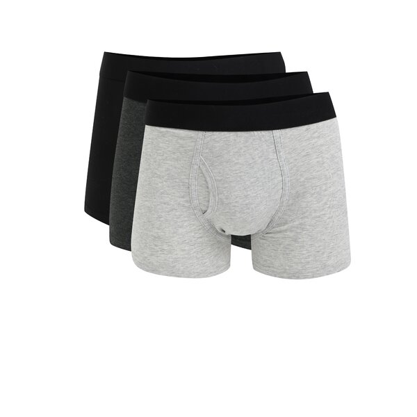 Set de trei boxeri uni gri cu negru Burton Menswear London