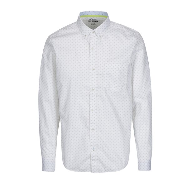 Camasa alba slim fit cu print marunt s.Oliver