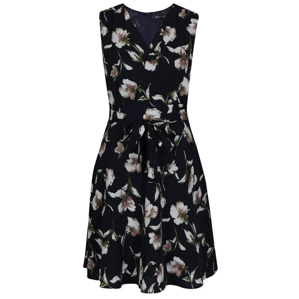 Rochie scurta cu print floral si decolteu suprapus Mela London