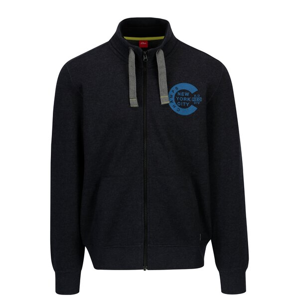Bluza bleumarin cu fermoar si guler cu snur pentru barbati s.Oliver