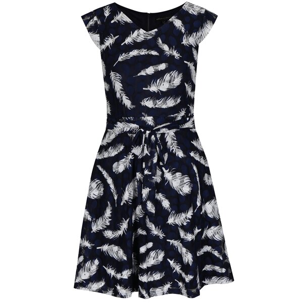 Rochie bleumarin clos cu print fulgi Mela London